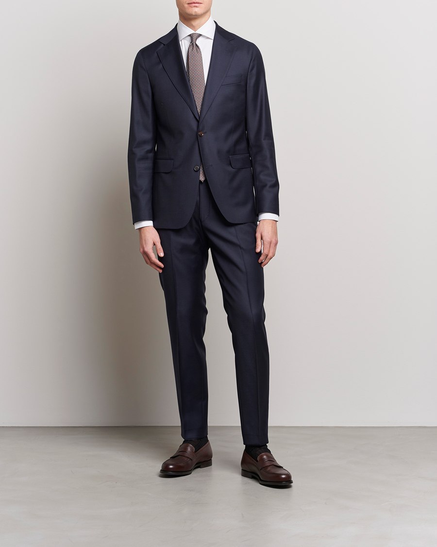 Men | Suits | Oscar Jacobson | Ego Loro Piana Zelander Merino Wool Suit Navy