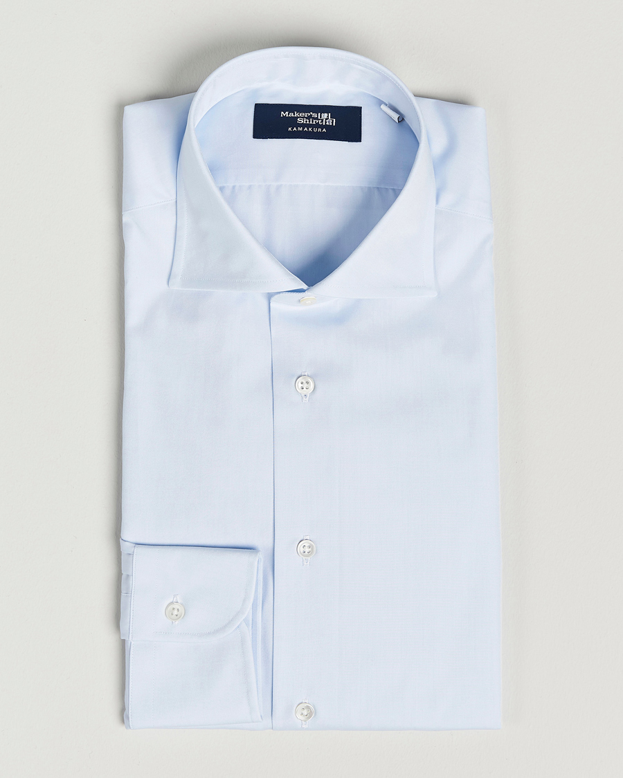 Men | Shirts | Kamakura Shirts | Slim Fit Broadcloth Shirt Light Blue