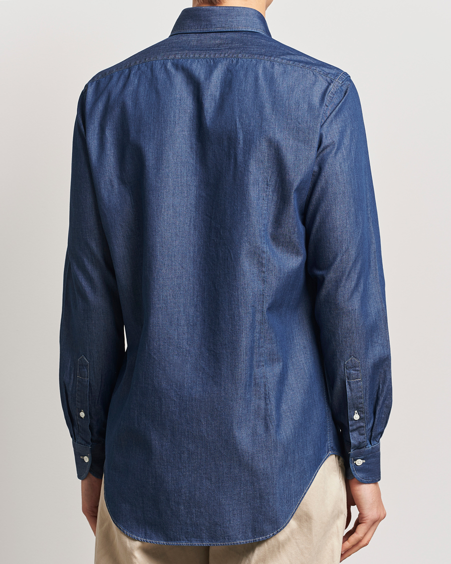 Men | Shirts | Kamakura Shirts | Slim Fit Denim Shirt Dark Indigo