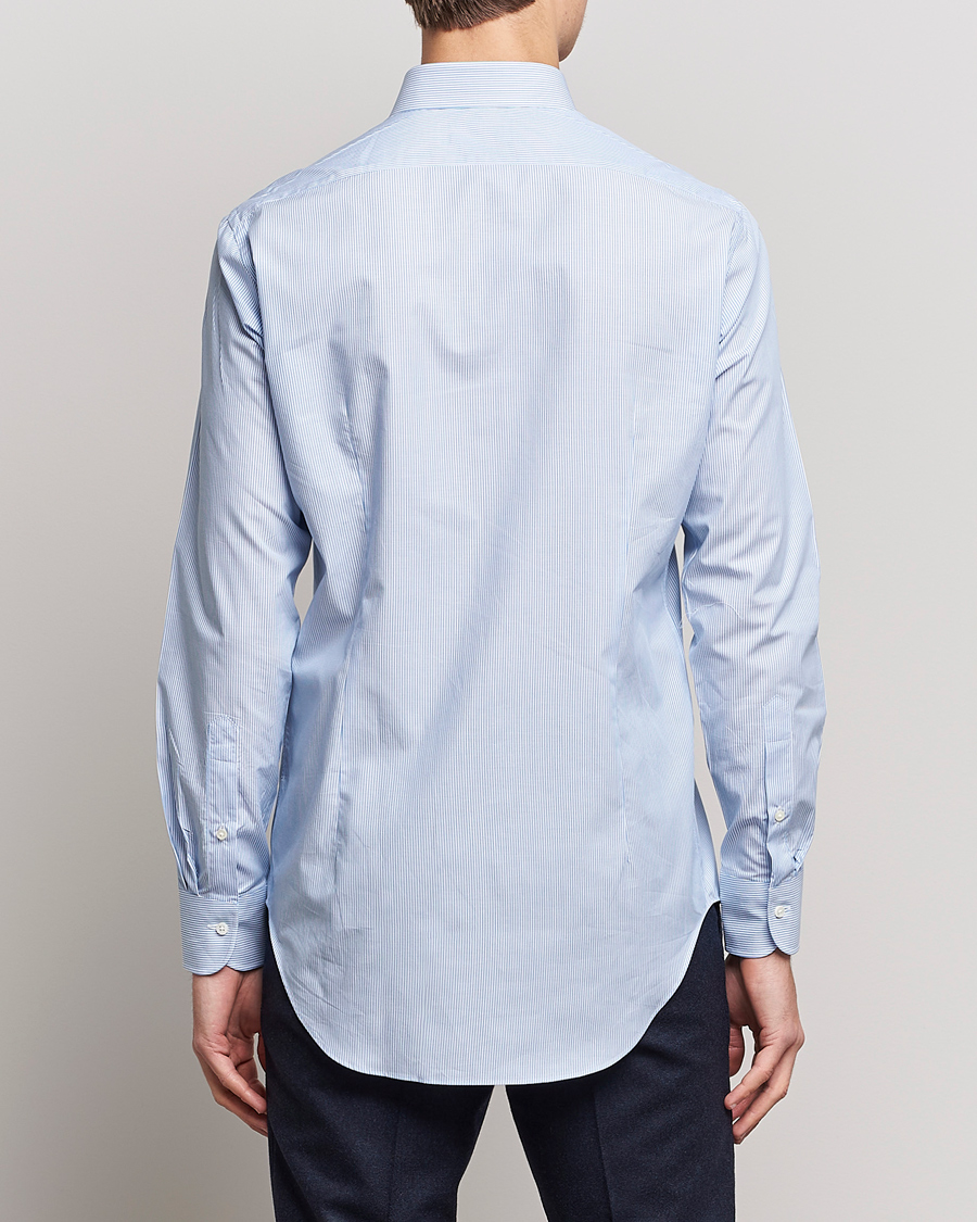 Men | Shirts | Kamakura Shirts | Slim Fit Striped Broadcloth Shirt Light Blue