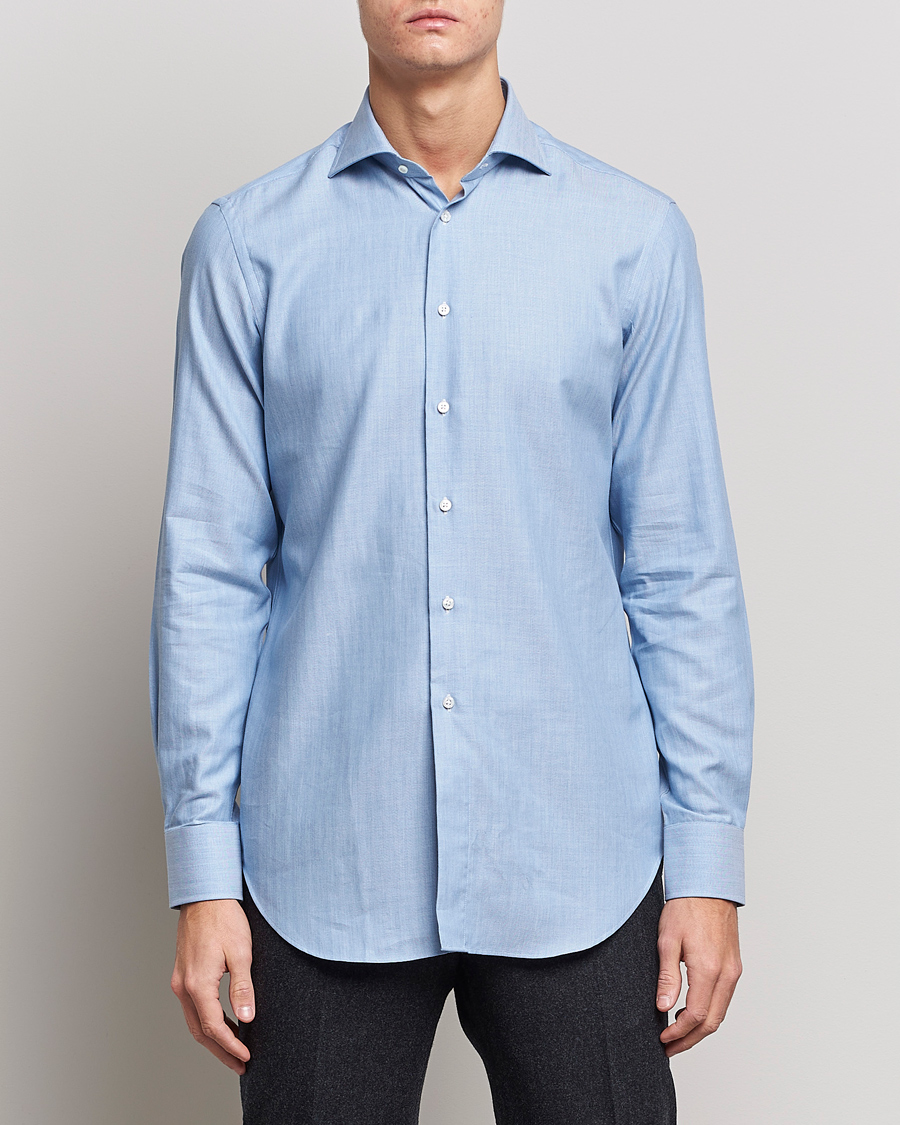 Men |  | Kamakura Shirts | Slim Fit Cashmere Blend Shirt Light Blue