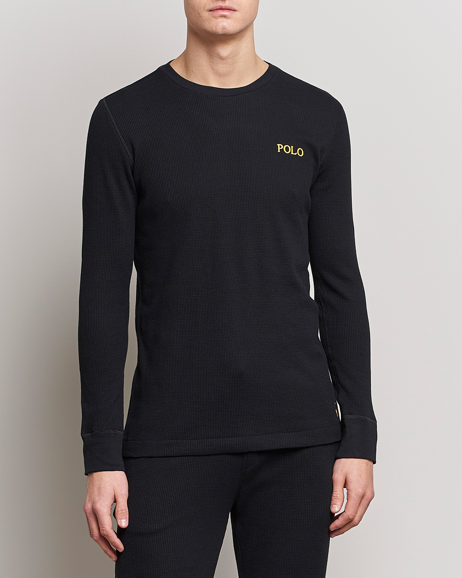 Men | Long Sleeve T-shirts | Polo Ralph Lauren | Waffle Long Sleeve Crew Neck Black