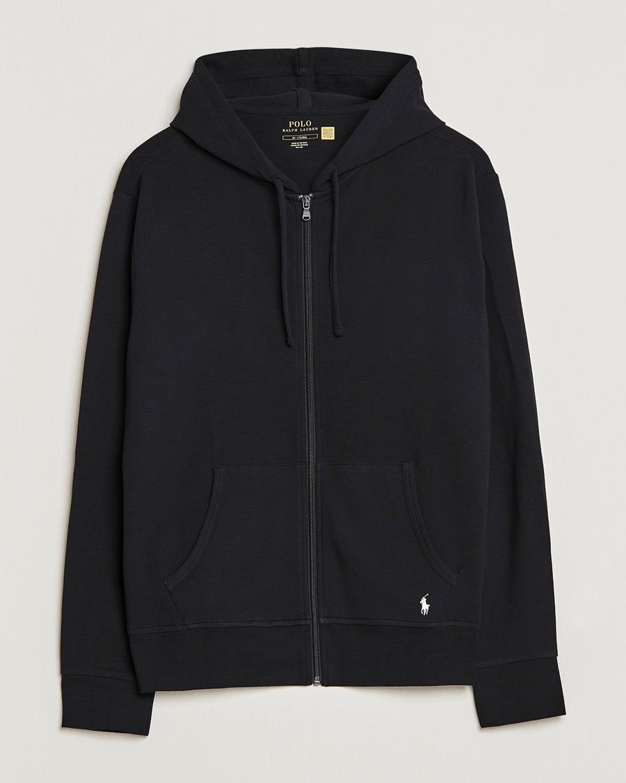 Men | Sweaters & Knitwear | Polo Ralph Lauren | Cotton Jersey Long Sleeve Hoodie Polo Black