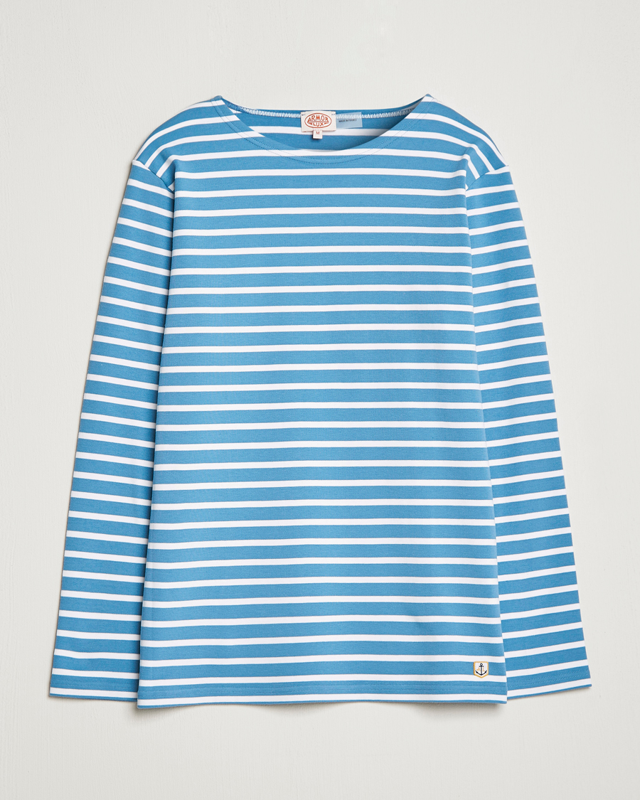 Men | T-Shirts | Armor-lux | Houat Héritage Stripe Longsleeve T-shirt Blue/Blanc