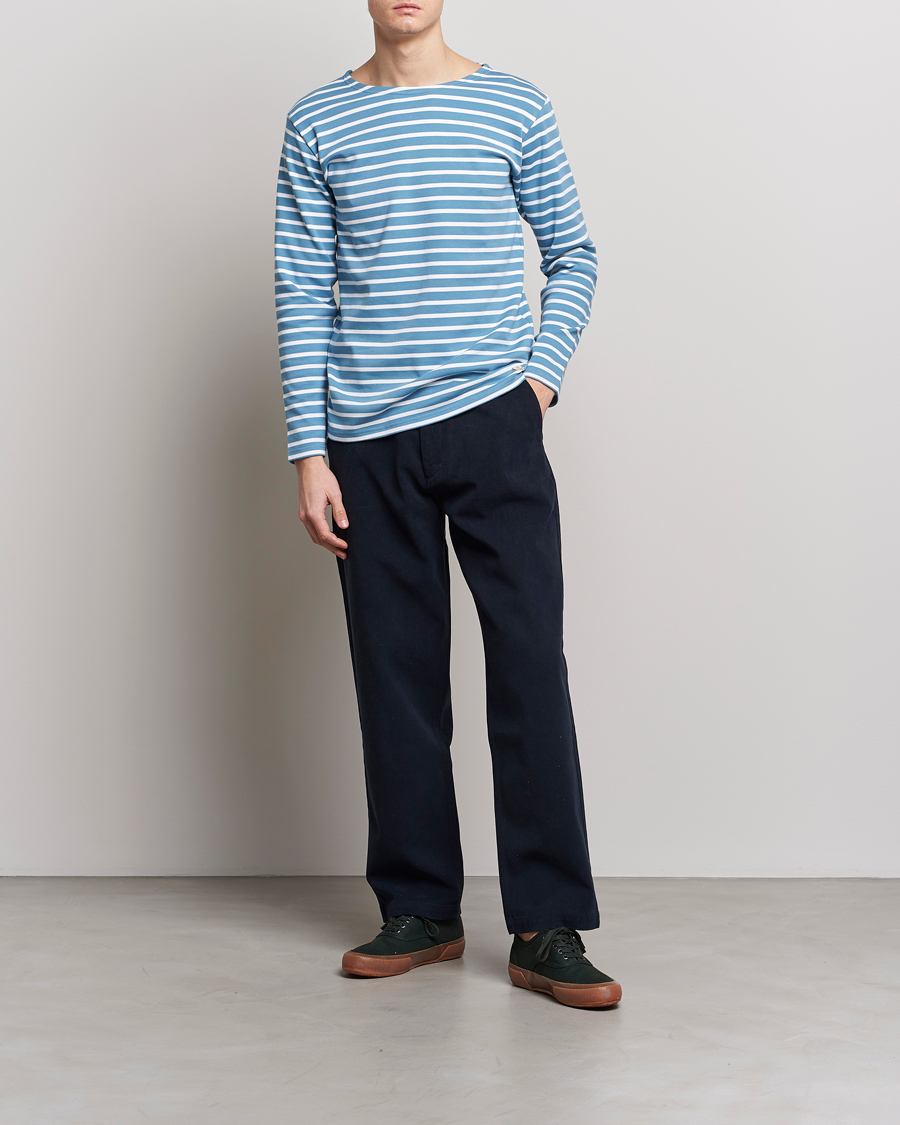 Men | T-Shirts | Armor-lux | Houat Héritage Stripe Longsleeve T-shirt Blue/Blanc