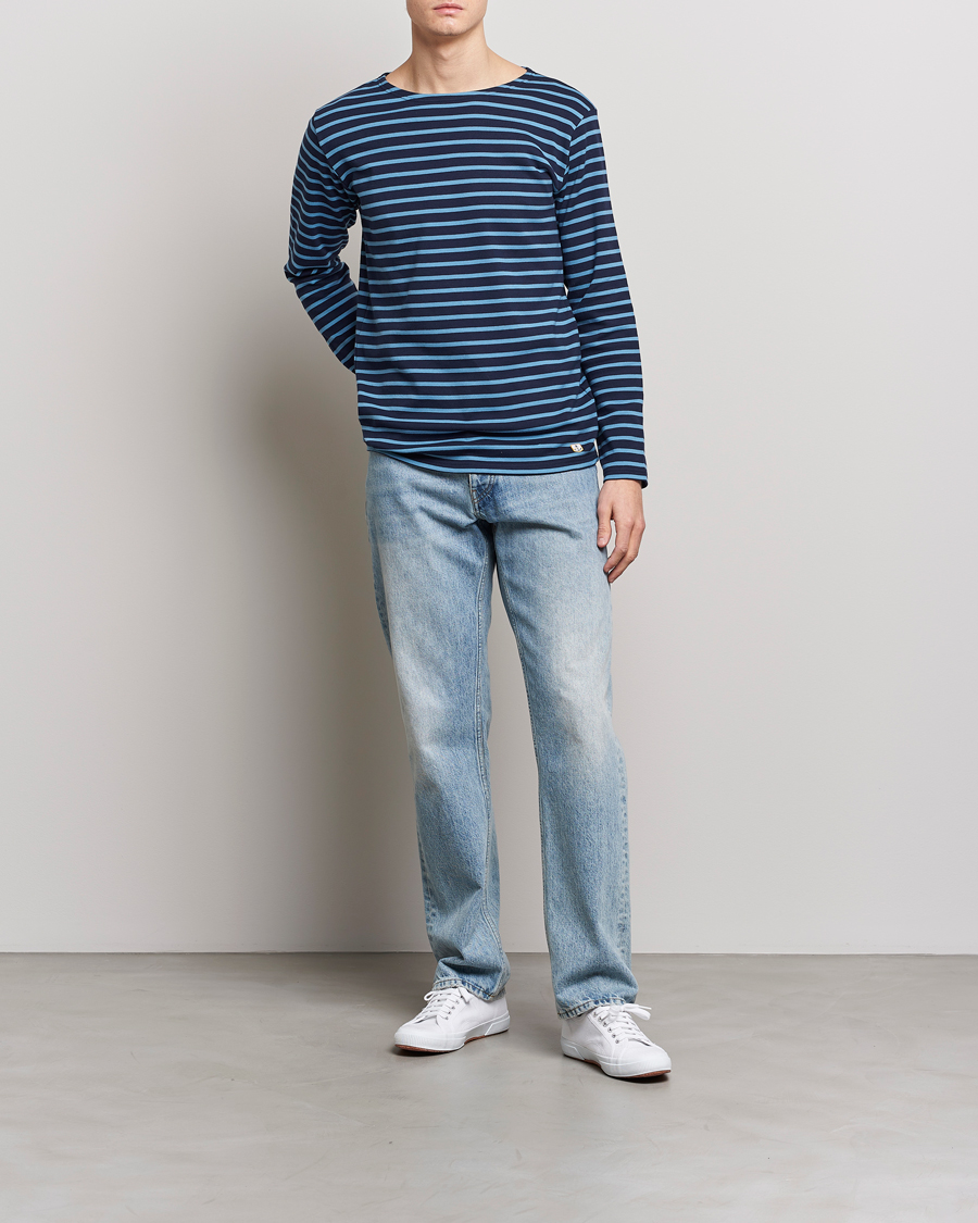Men | T-Shirts | Armor-lux | Houat Héritage Stripe Longsleeve T-shirt Marine Deep/St Lo