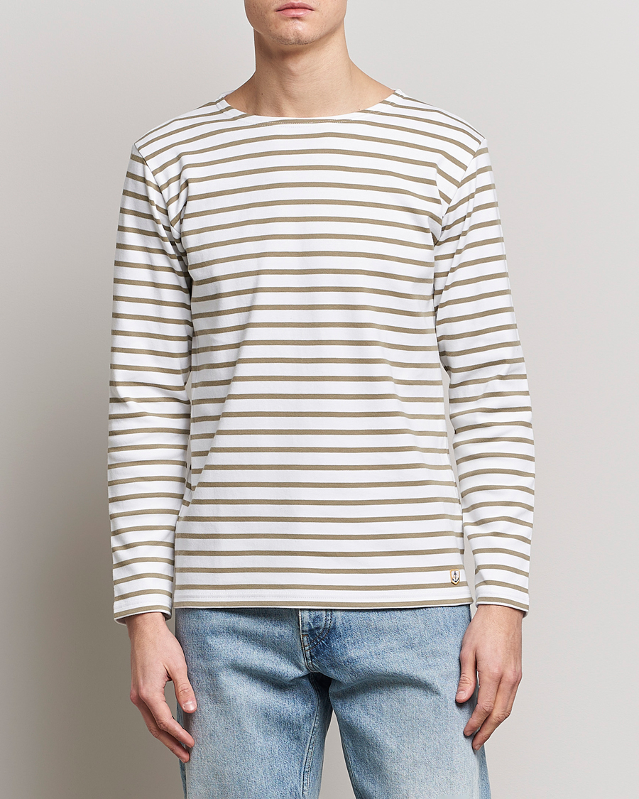 Men |  | Armor-lux | Houat Héritage Stripe Longsleeve T-shirt Blanc/Argile