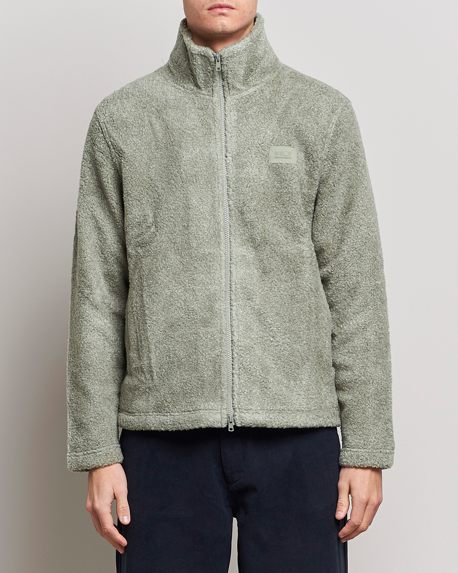 Men | Sweaters & Knitwear | NN07 | Nil Pile Full Zip Jacket Forest Mint