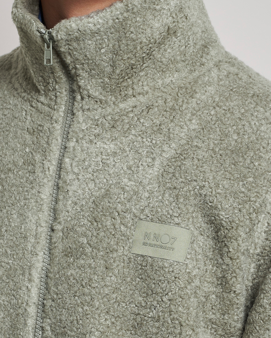 Men | Sweaters & Knitwear | NN07 | Nil Pile Full Zip Jacket Forest Mint