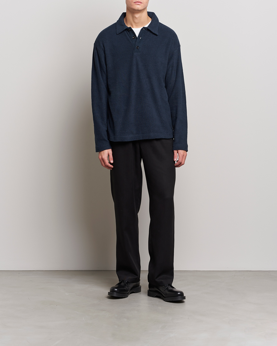 Men | Long Sleeve Polo Shirts | NN07 | Joey Terry Long Sleeve Polo Navy Blue