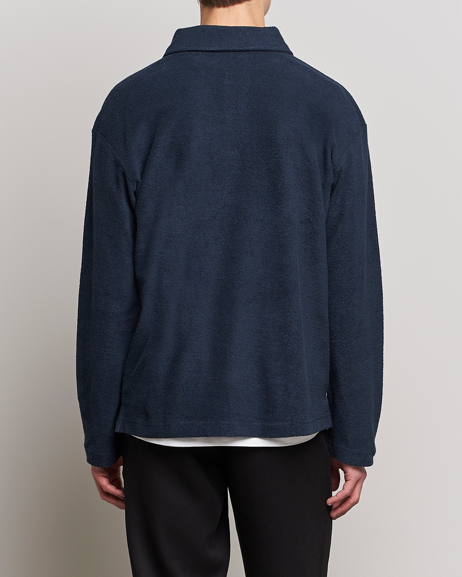 Men | Sweaters & Knitwear | NN07 | Joey Terry Long Sleeve Polo Navy Blue