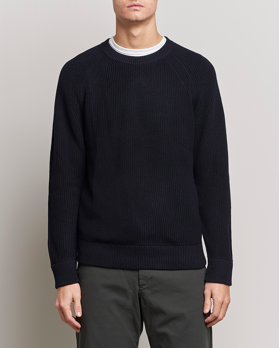Men | Knitted Jumpers | NN07 | Jacobo Cotton Knitted Sweater Navy Blue