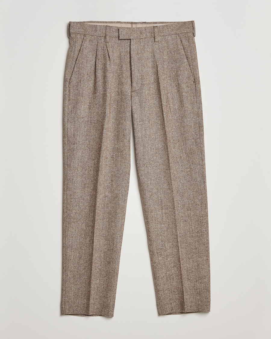 Men | Trousers | NN07 | Fritz Wool Pleated Trousers Brown Melange