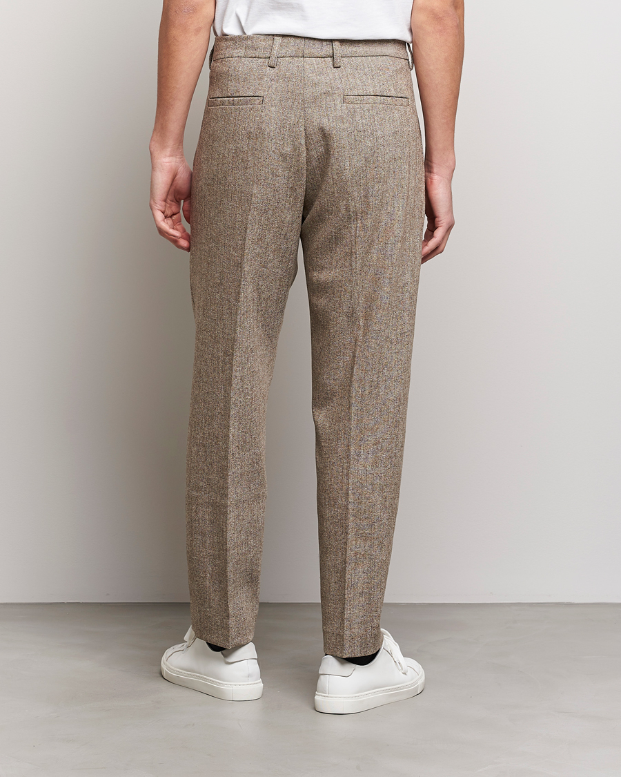 Men | Trousers | NN07 | Fritz Wool Pleated Trousers Brown Melange