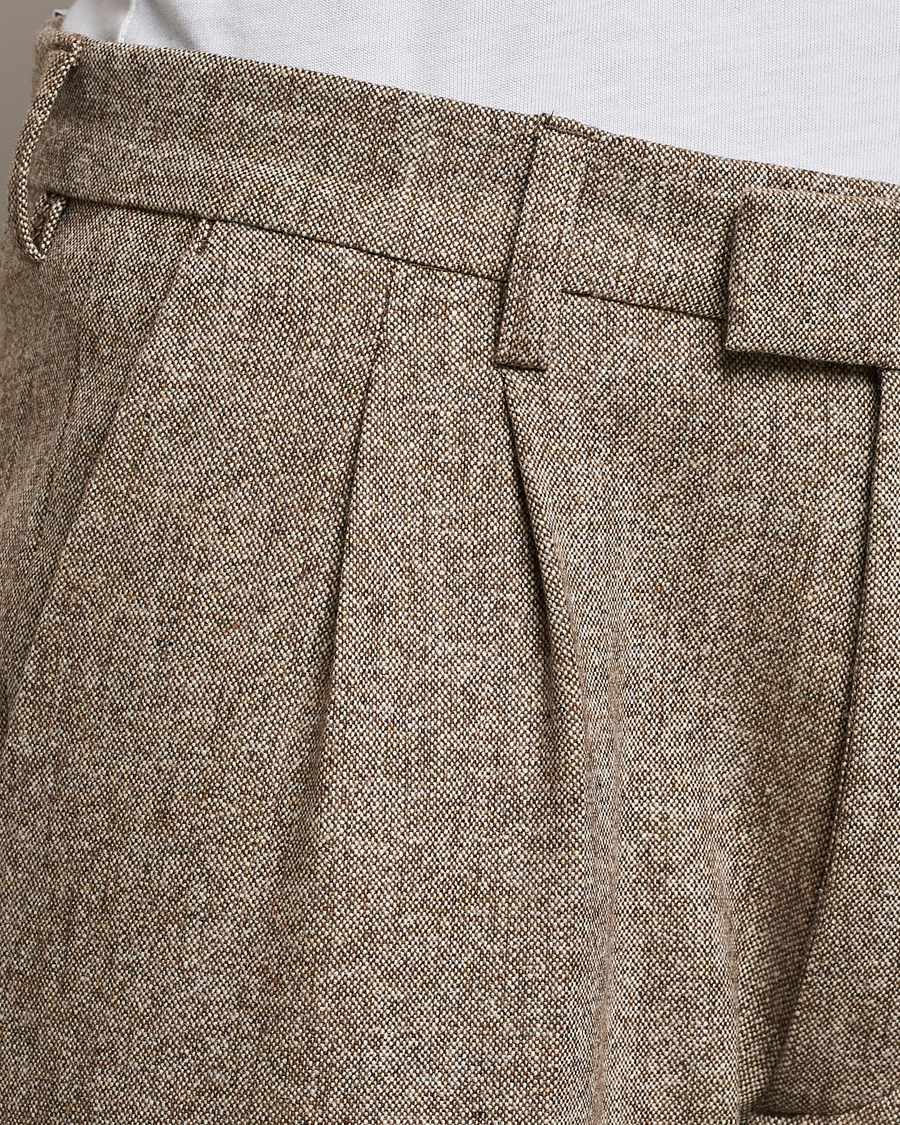 Men | Trousers | NN07 | Fritz Wool Pleated Trousers Brown Melange
