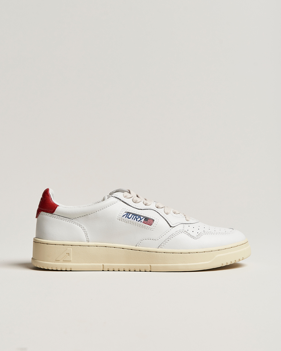 Men | Autry Medalist Low Super Soft Leather Sneaker White/Red | Autry | Medalist Low Super Soft Leather Sneaker White/Red