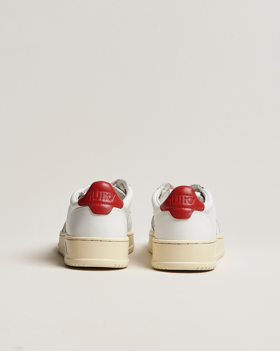 Men | Autry Medalist Low Super Soft Leather Sneaker White/Red | Autry | Medalist Low Super Soft Leather Sneaker White/Red
