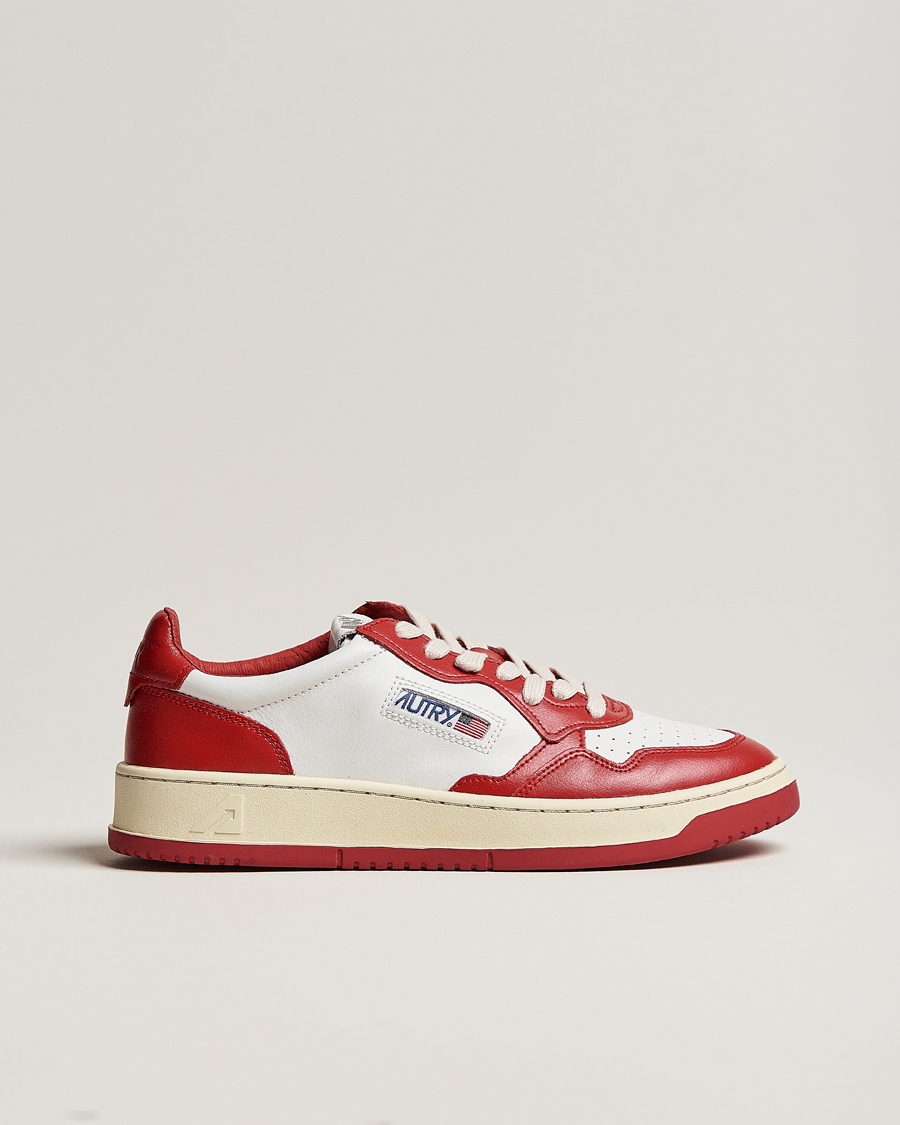 Men | Autry Medalist Low Bicolor Leather Sneaker Red | Autry | Medalist Low Bicolor Leather Sneaker Red