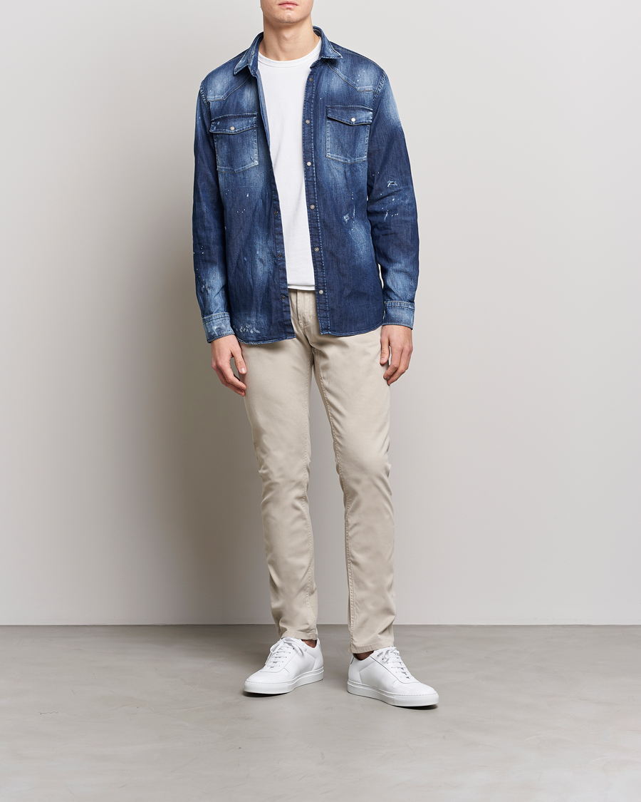 Men | Trousers | Dondup | George Gabardine 5-Pocket Sand