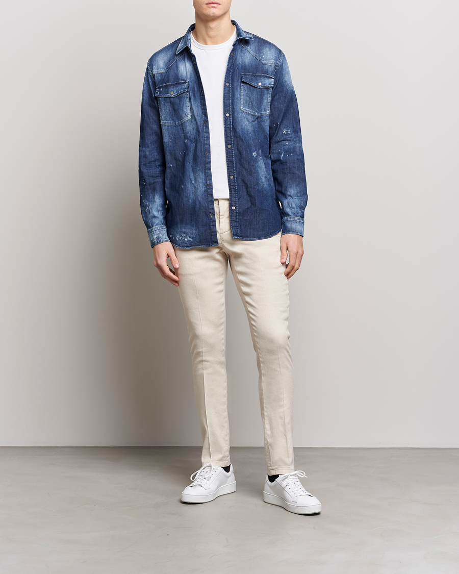 Men | Trousers | Dondup | Gaubert Linen Stretch Chinos Light Oat