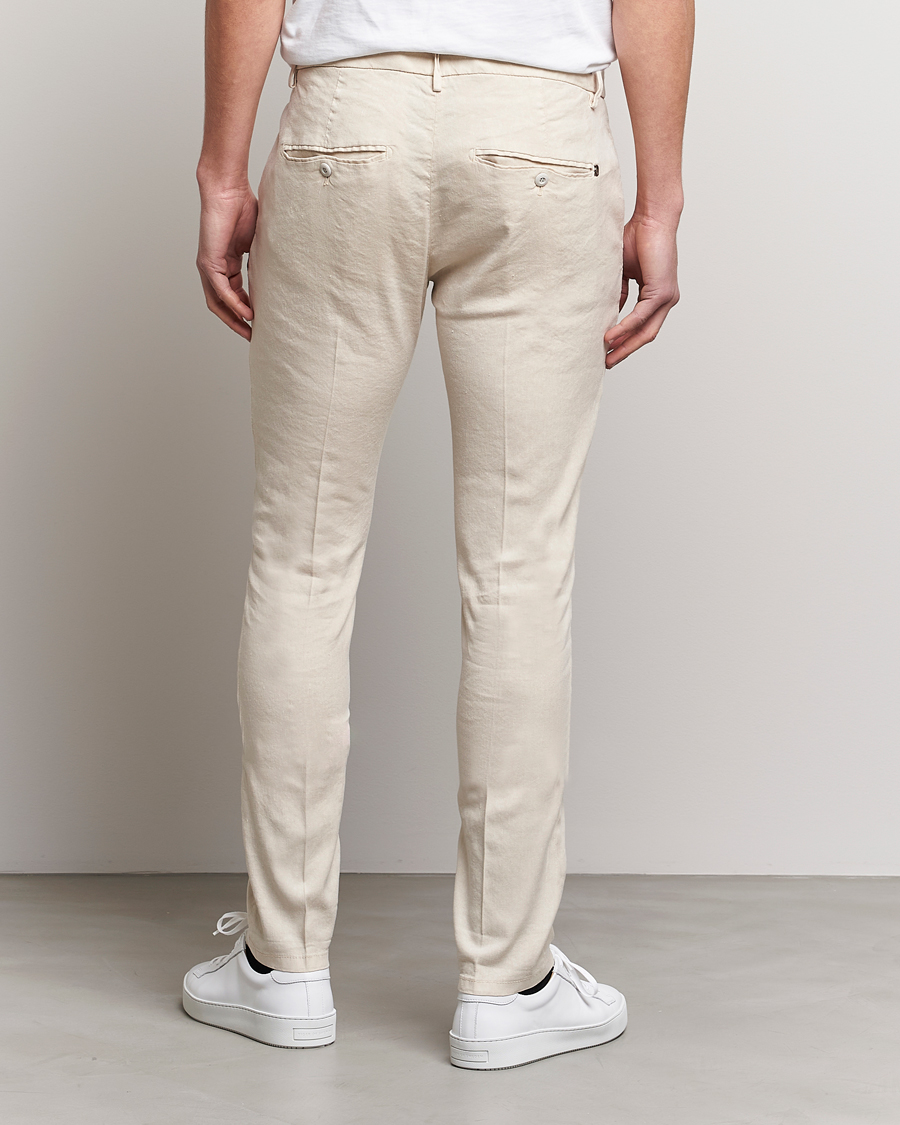 Men | Trousers | Dondup | Gaubert Linen Stretch Chinos Light Oat
