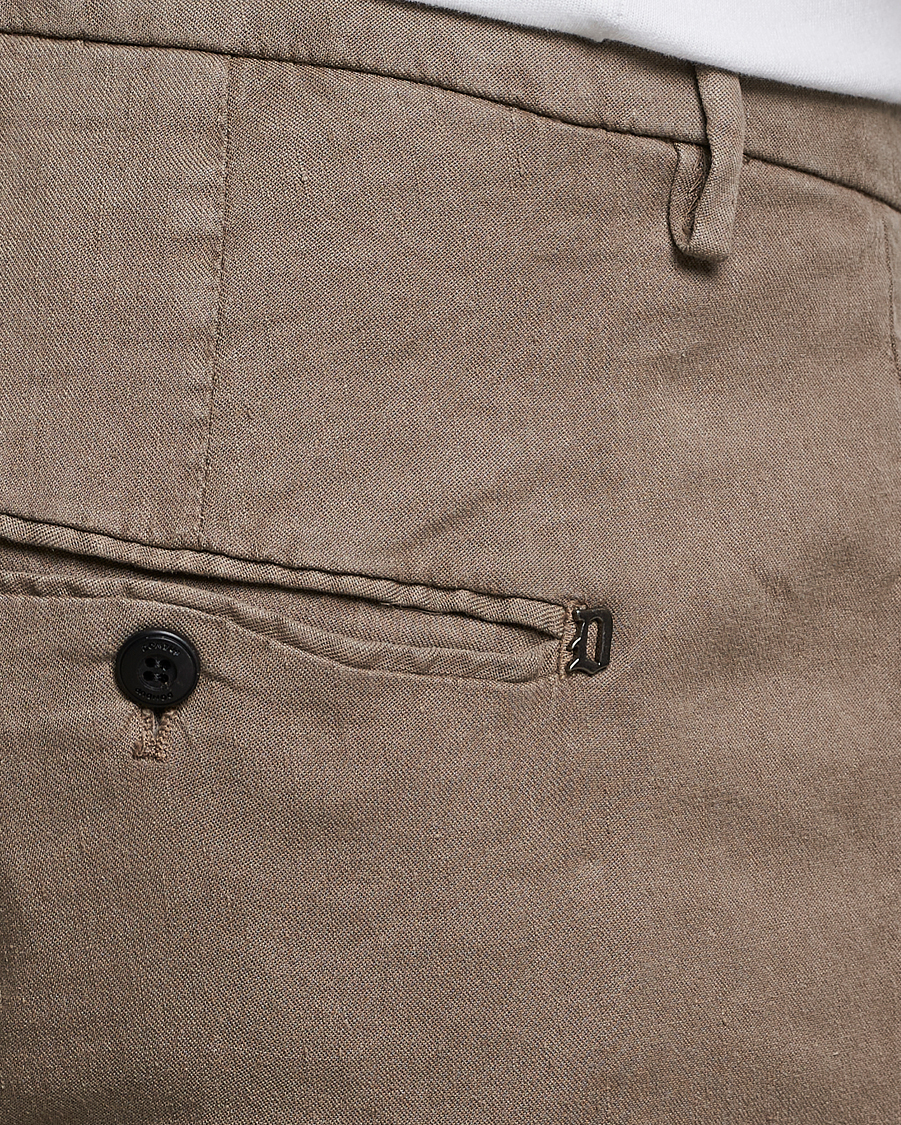 Men | Trousers | Dondup | Gaubert Linen Stretch Chinos Light Brown