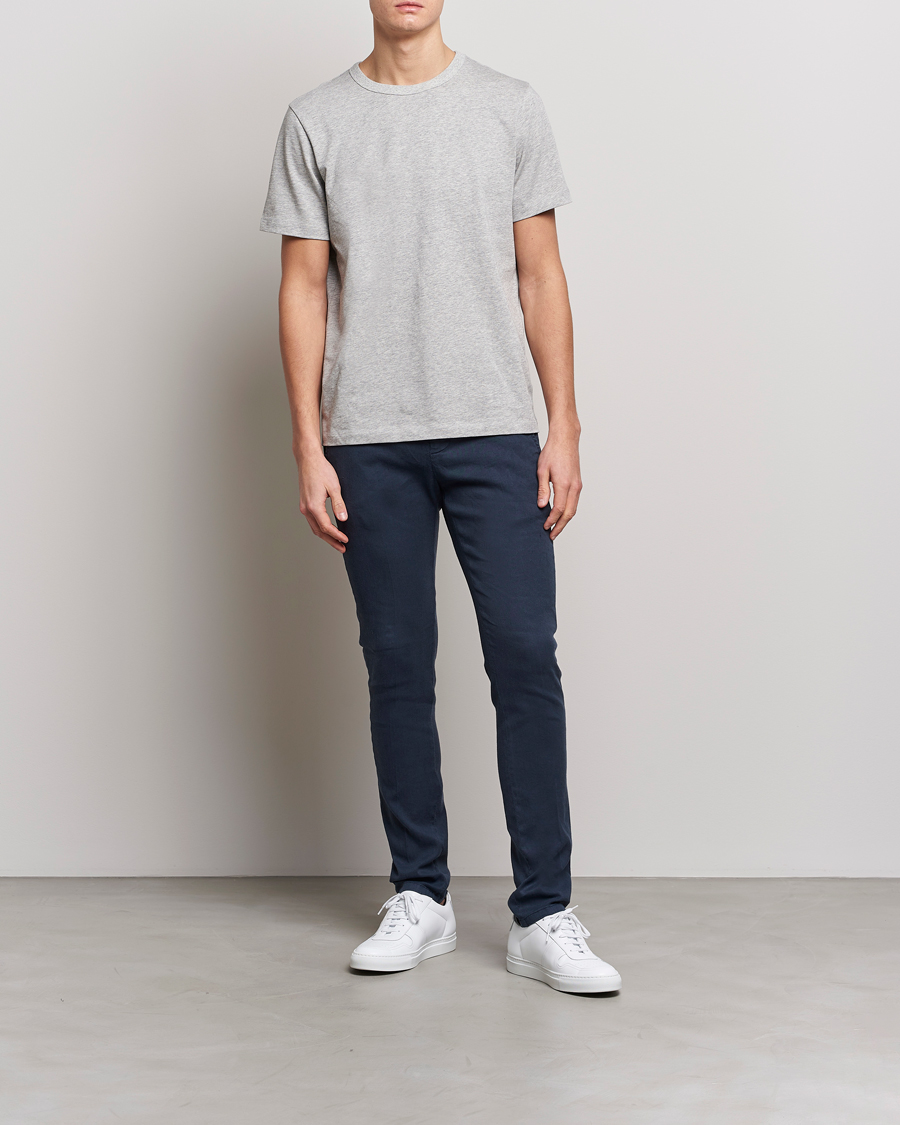 Men | Trousers | Dondup | Gaubert Linen Stretch Chinos Navy