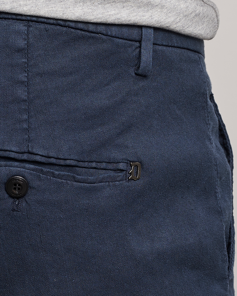Men | Trousers | Dondup | Gaubert Linen Stretch Chinos Navy