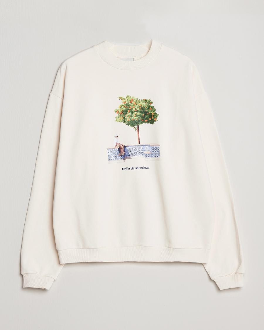 Men | Sweaters & Knitwear | Drôle de Monsieur | Oranger Print Sweatshirt Off White