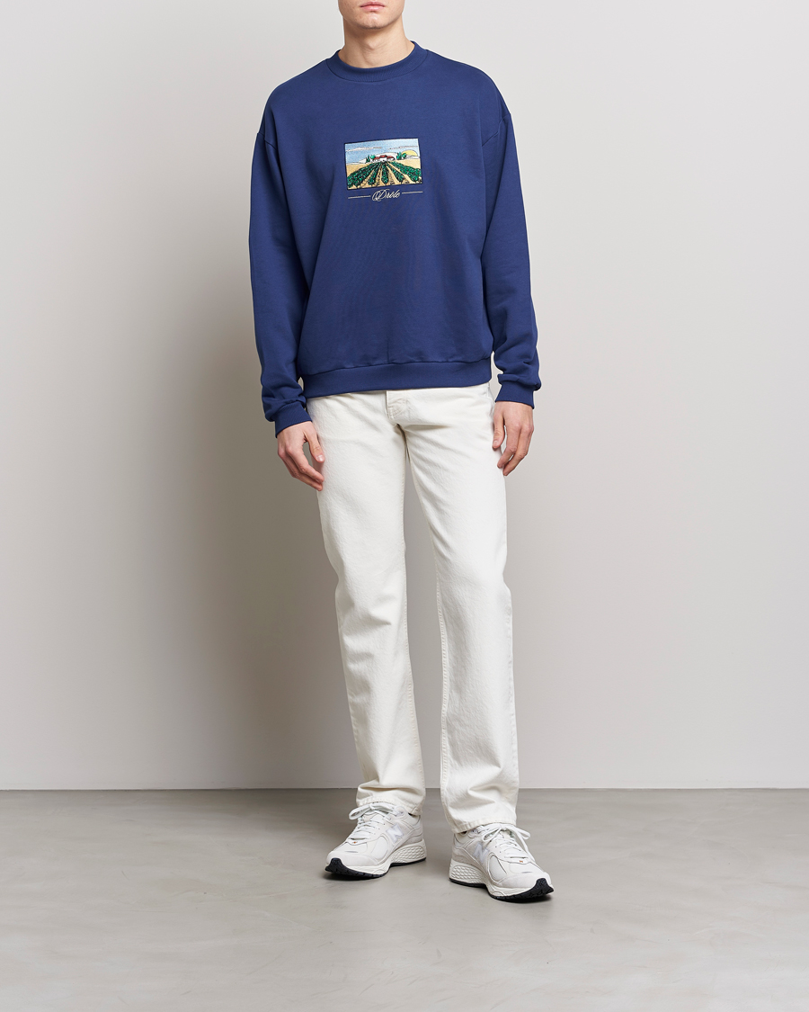 Men | Sweaters & Knitwear | Drôle de Monsieur | Vignes Embroidered Sweatshirt Navy