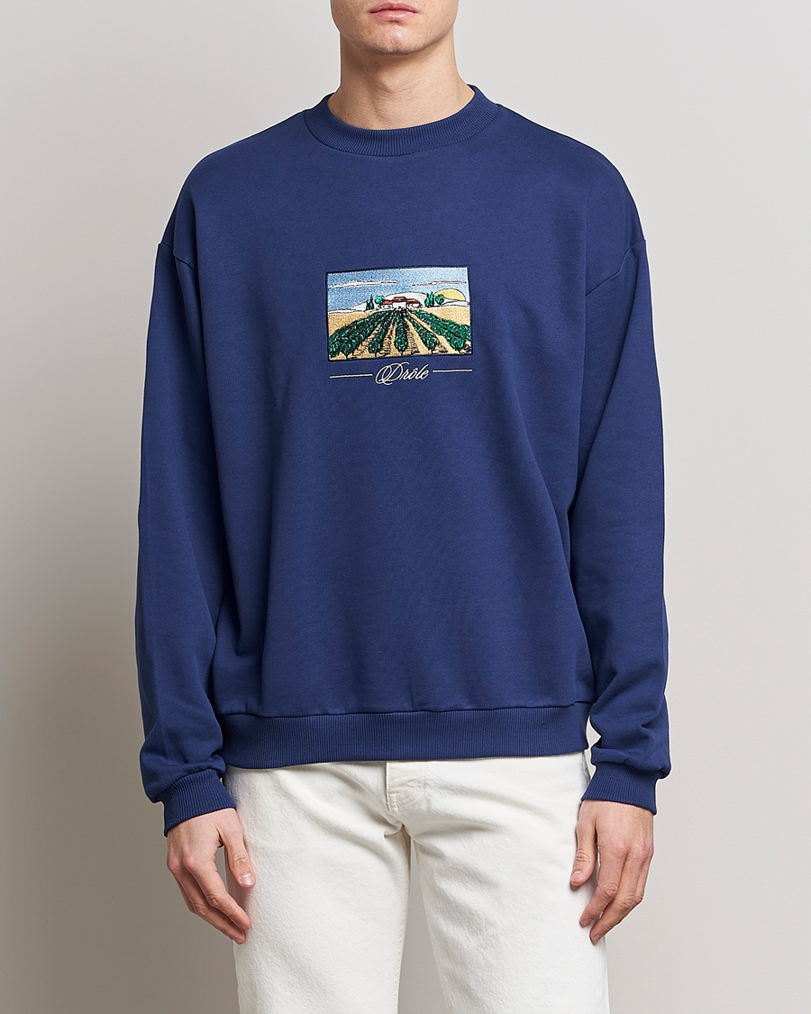 Men | Sweatshirts | Drôle de Monsieur | Vignes Embroidered Sweatshirt Navy