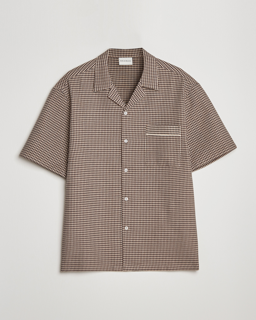 Men | Shirts | Drôle de Monsieur | Jacquard Bowling Shirt Brown