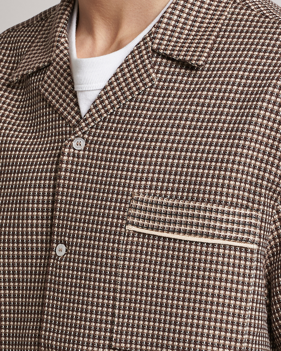Men | Shirts | Drôle de Monsieur | Jacquard Bowling Shirt Brown