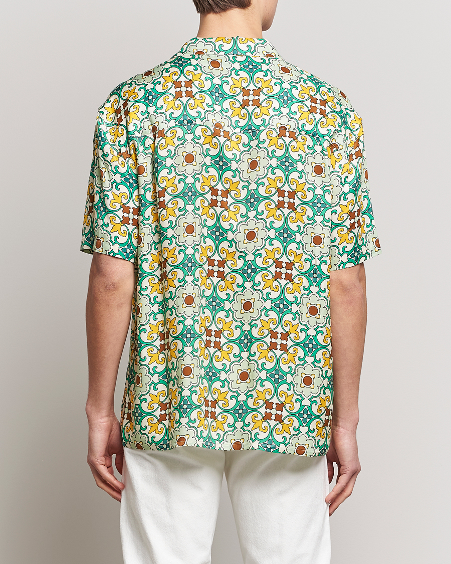 Men | Shirts | Drôle de Monsieur | Ornaments Print Bowling Shirt Yellow/Green