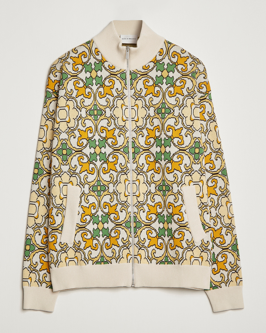 Men | Coats & Jackets | Drôle de Monsieur | Jacquard Ornaments Zip Blouson Yellow/Green
