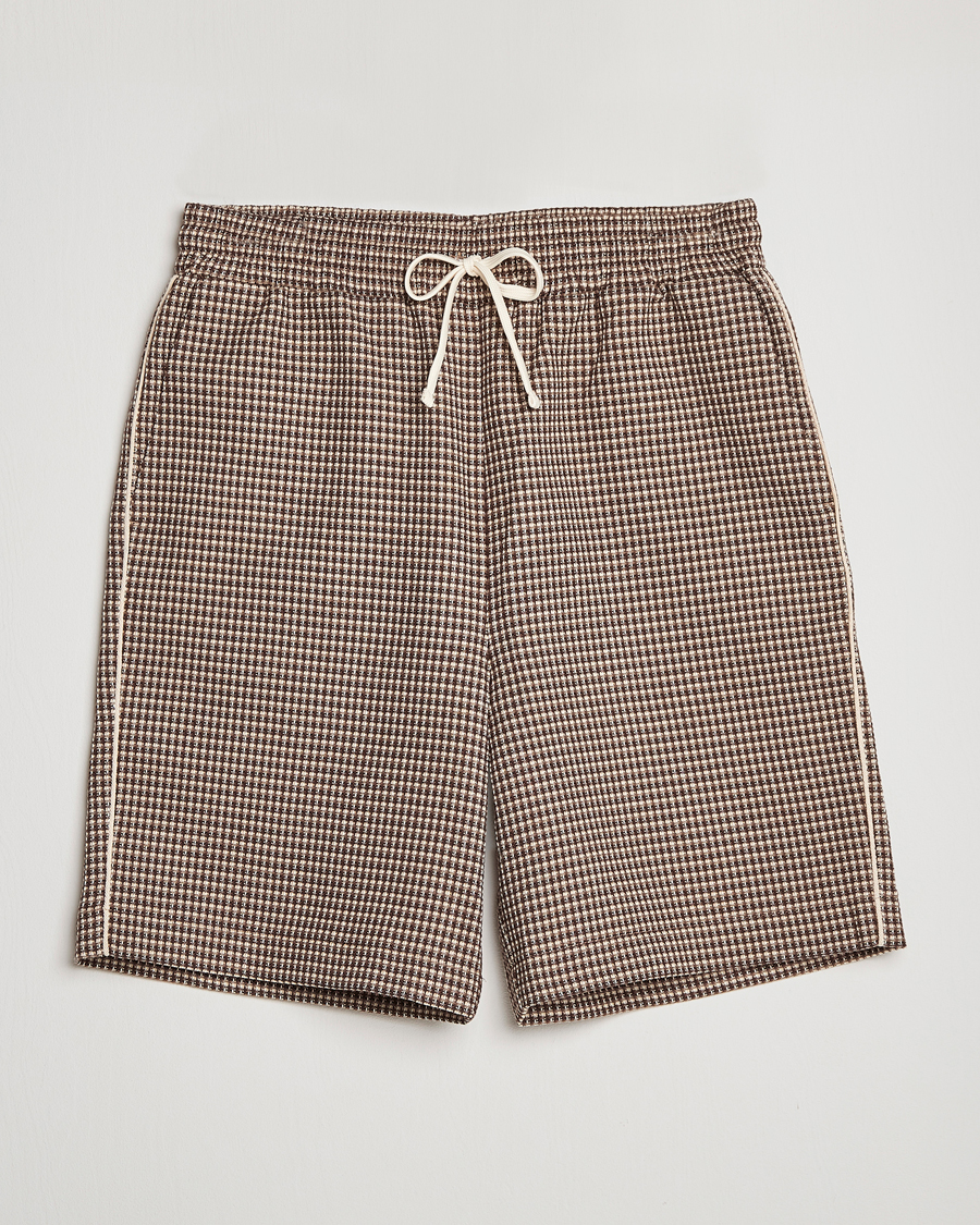 Men | Shorts | Drôle de Monsieur | Jacquard Drawstring Shorts Brown