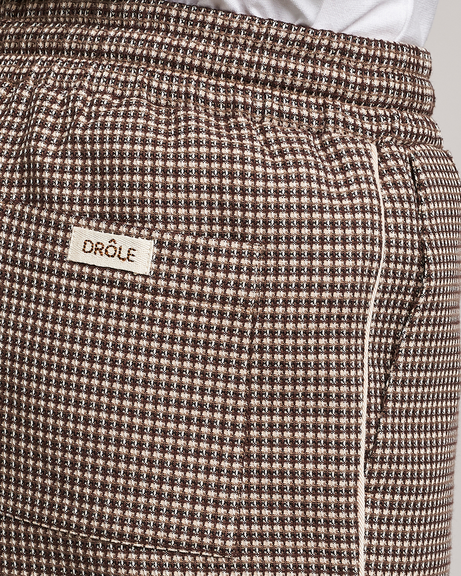 Men | Shorts | Drôle de Monsieur | Jacquard Drawstring Shorts Brown