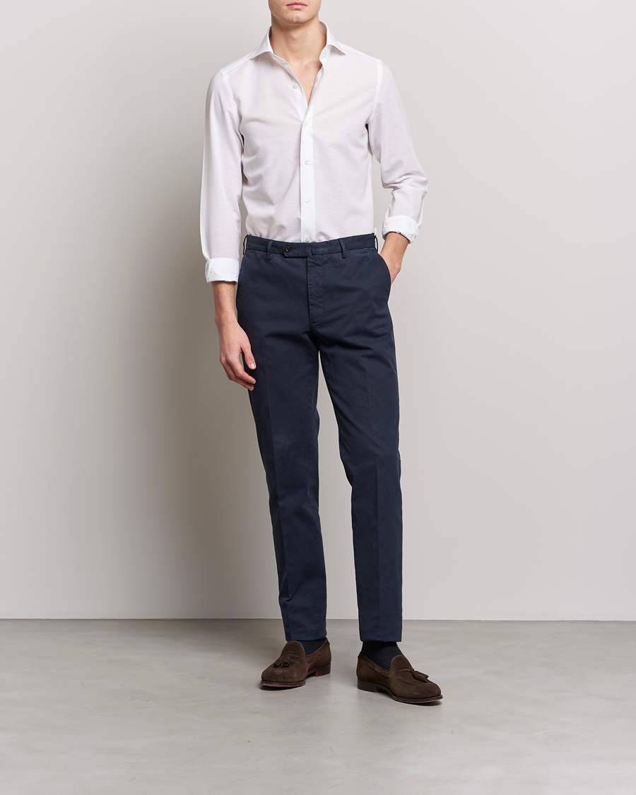 Men | Shirts | Finamore Napoli | Milano Slim Linen Dress Shirt White