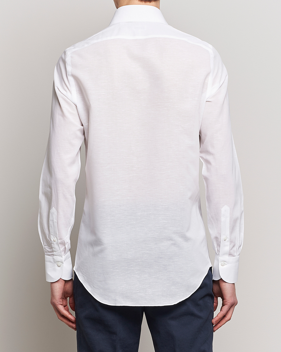 Finamore Napoli Milano Slim Linen Dress Shirt White at CareOfCarl.com
