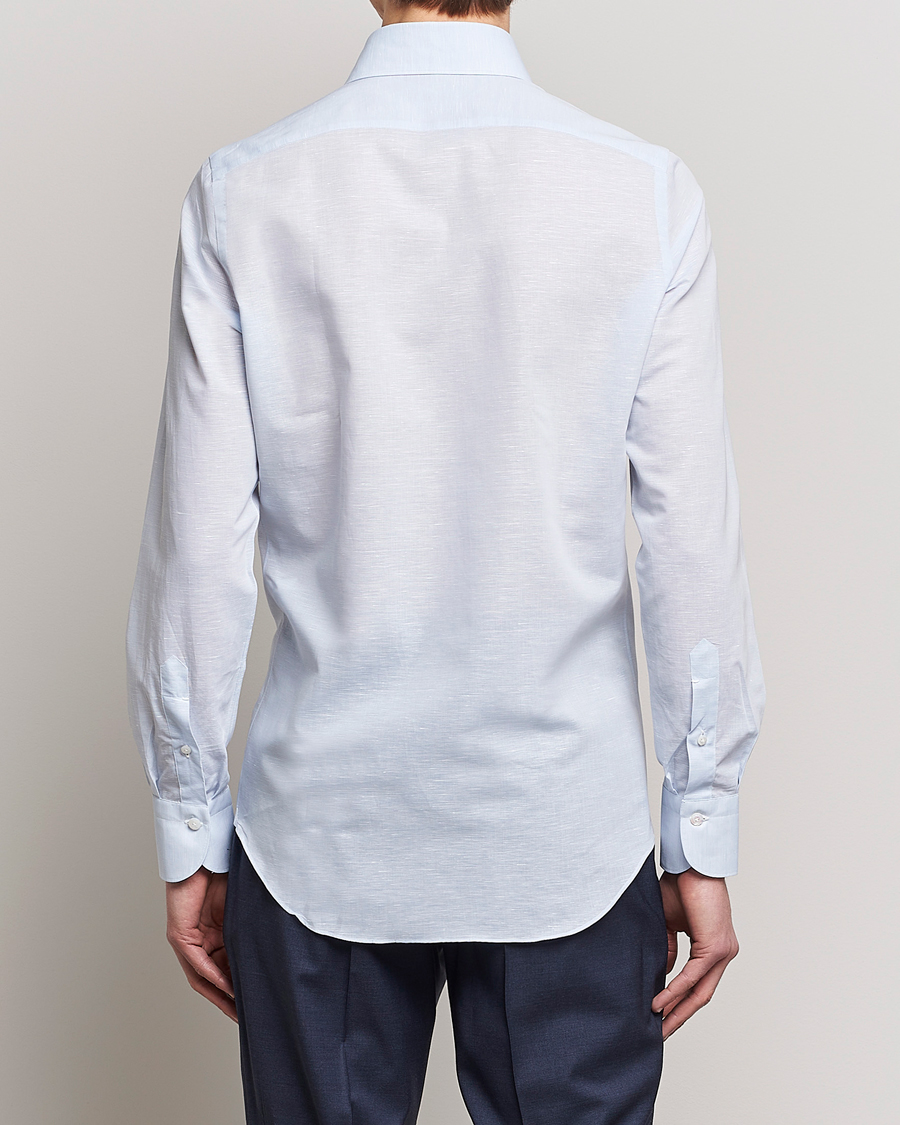 Men | Shirts | Finamore Napoli | Milano Slim Linen Dress Shirt Light Blue