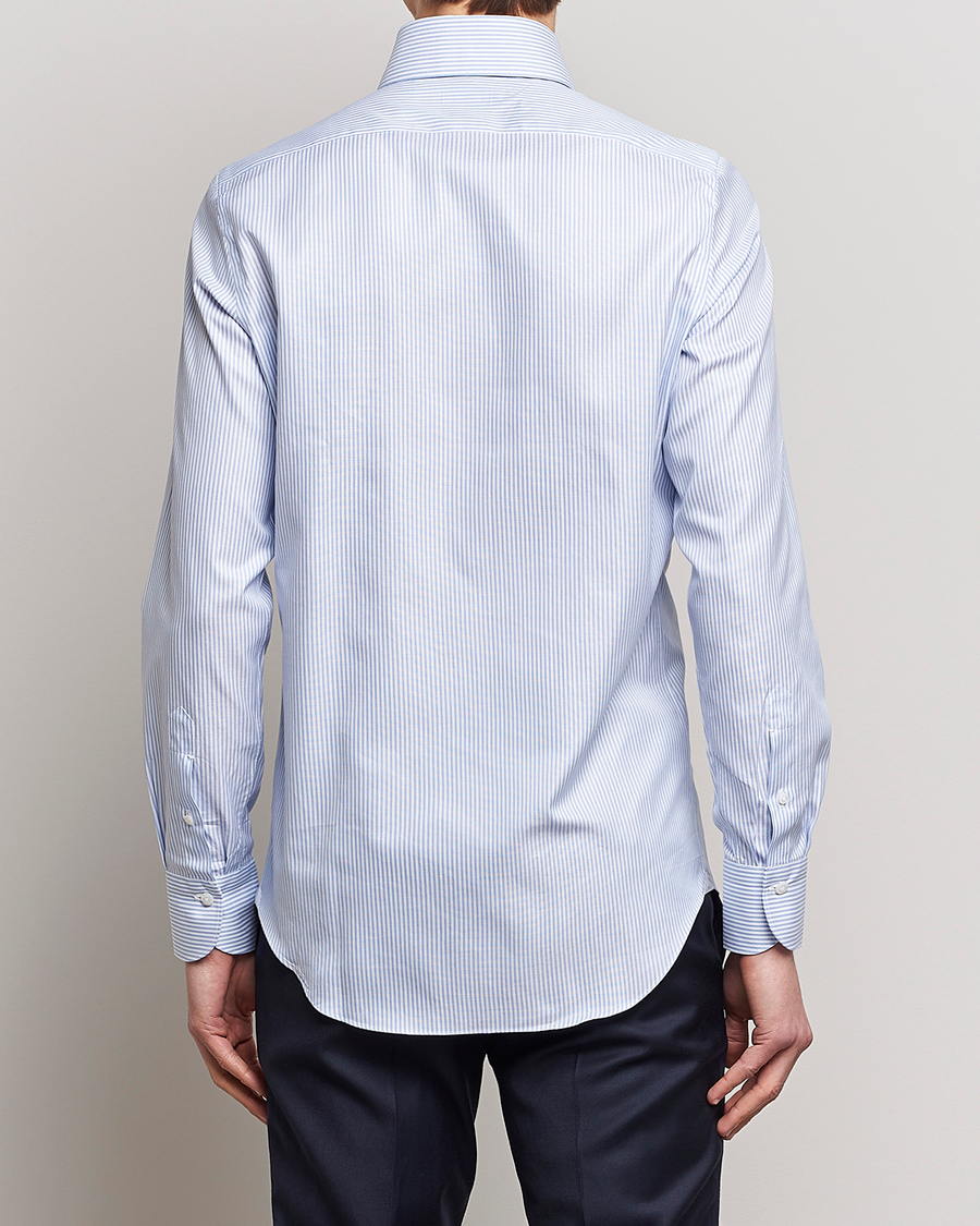 Men | Shirts | Finamore Napoli | Milano Slim Oxford Button Down Shirt Blue Stripe