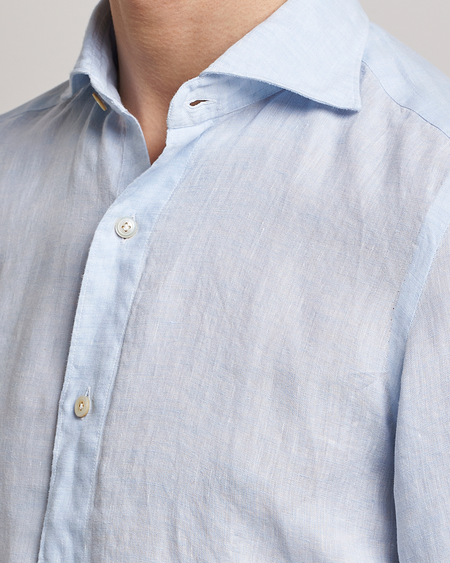 Men | Shirts | Finamore Napoli | Tokyo Slim Linen Shirt Light Blue