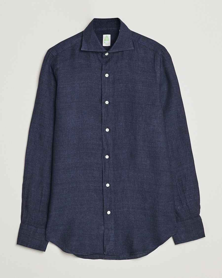 Men | Shirts | Finamore Napoli | Tokyo Slim Linen Shirt Navy