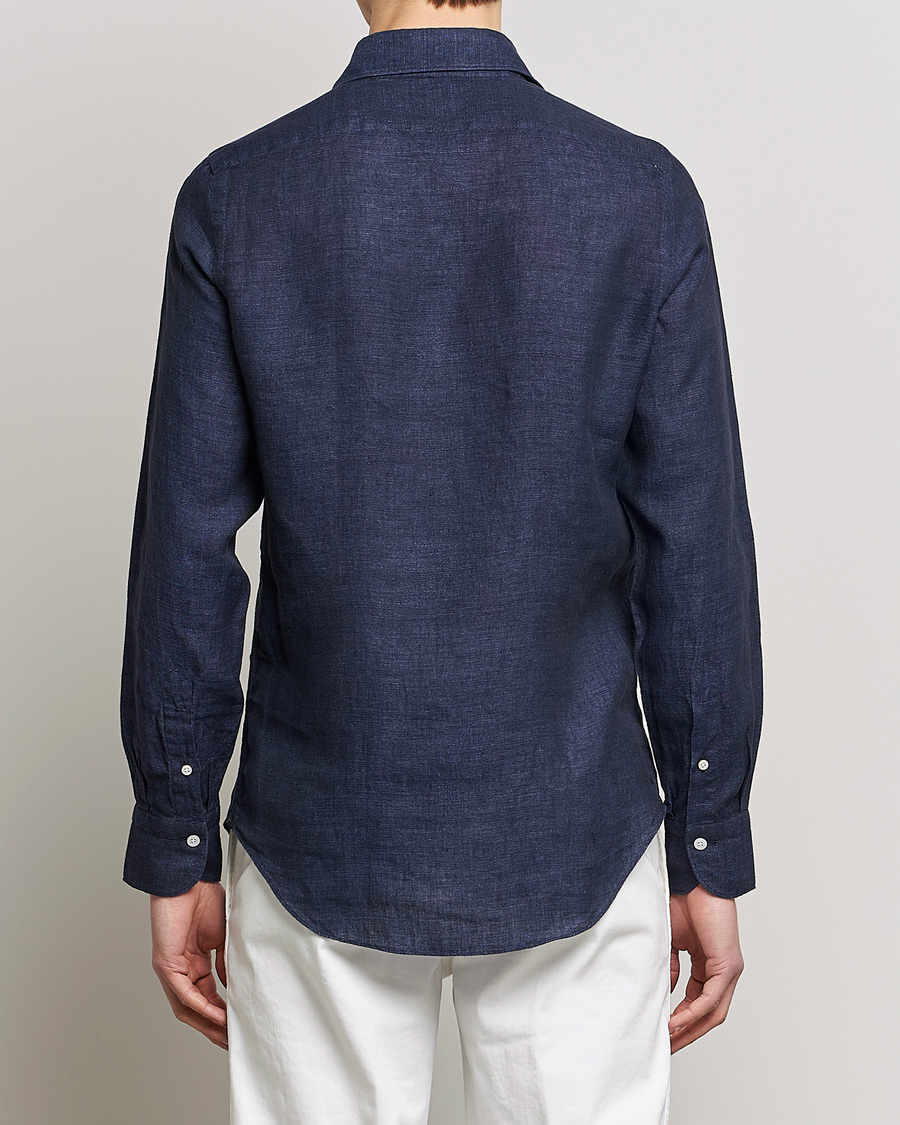 Men | Shirts | Finamore Napoli | Tokyo Slim Linen Shirt Navy