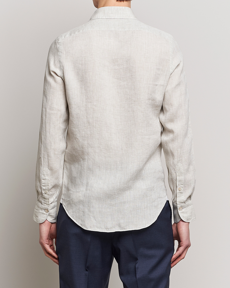 Finamore Napoli Tokyo Slim Linen Shirt Oat at CareOfCarl.com