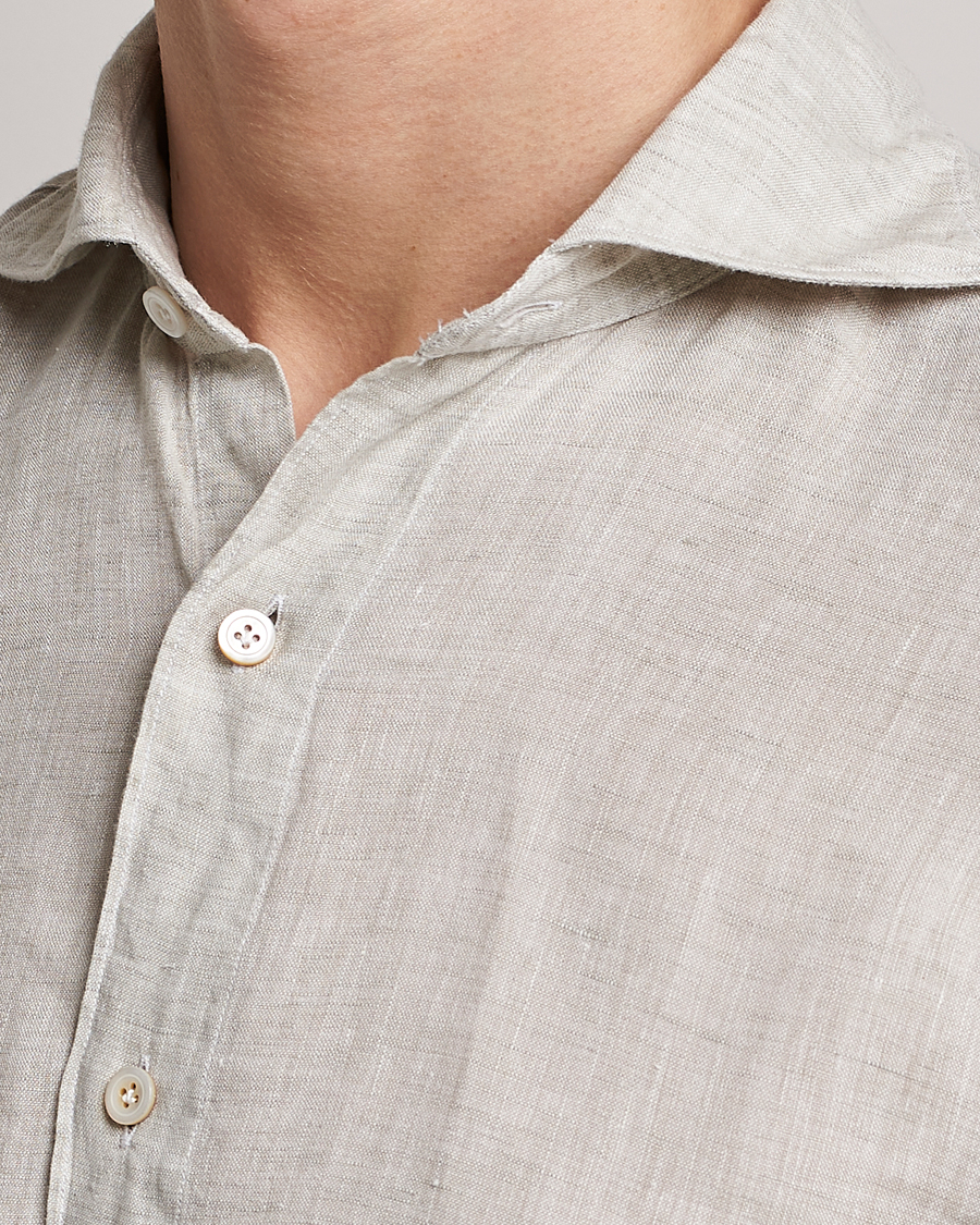 Men | Shirts | Finamore Napoli | Tokyo Slim Linen Shirt Oat