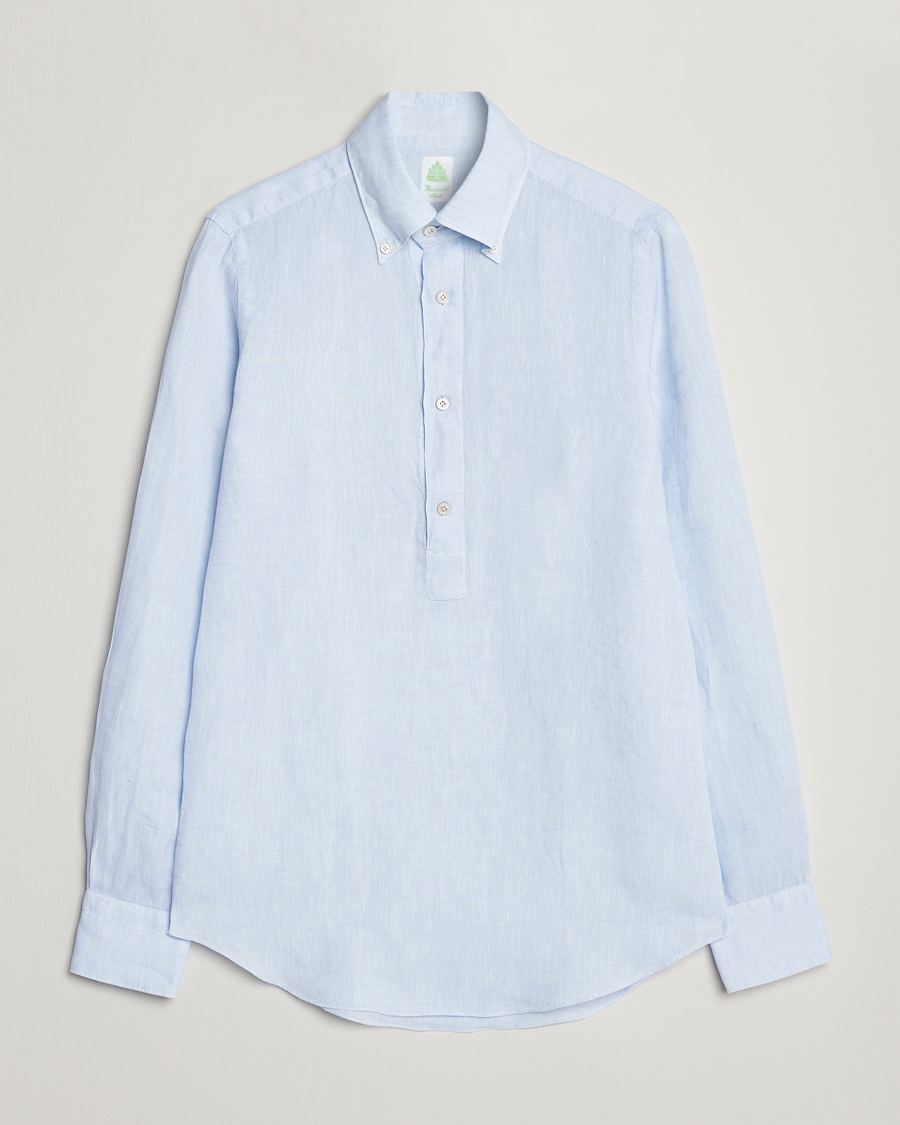 Men | Shirts | Finamore Napoli | Miami Linen Popover Shirt Light Blue