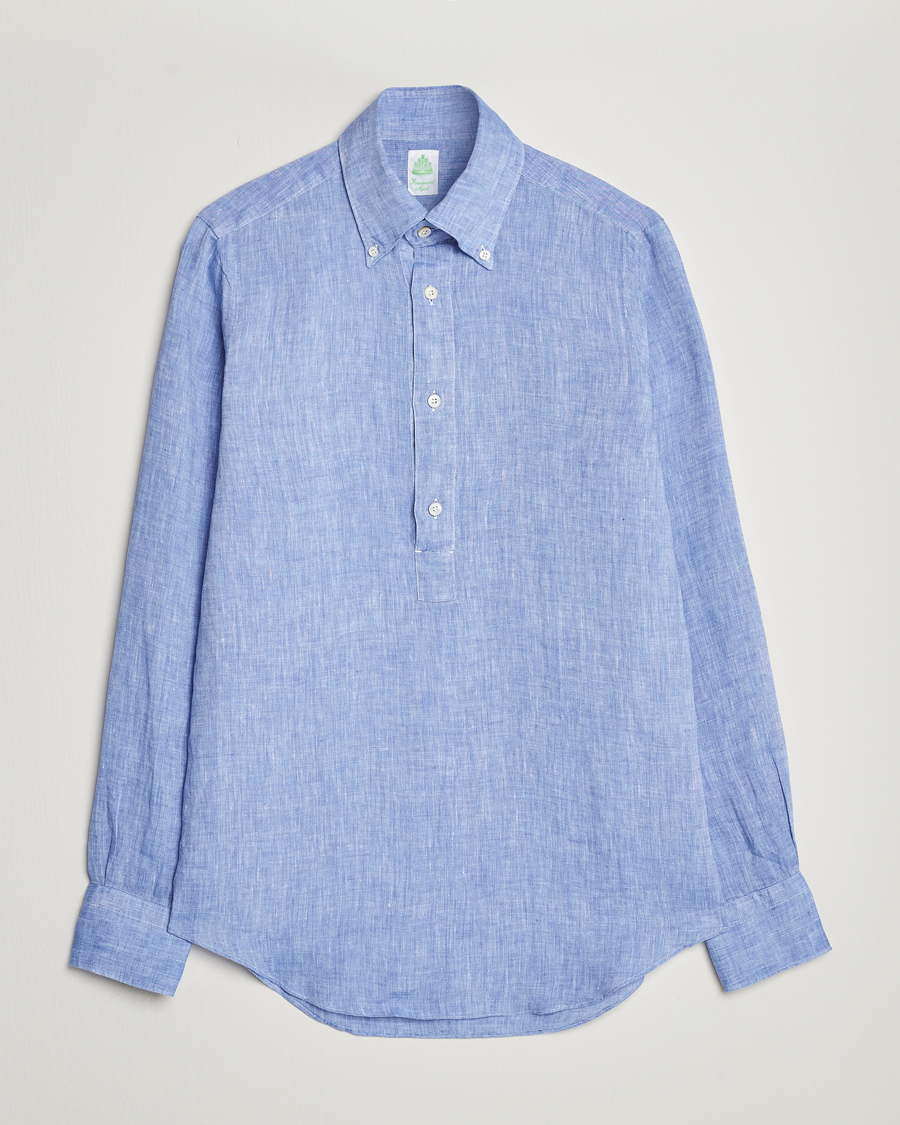 Men | Shirts | Finamore Napoli | Miami Linen Popover Shirt Dark Blue
