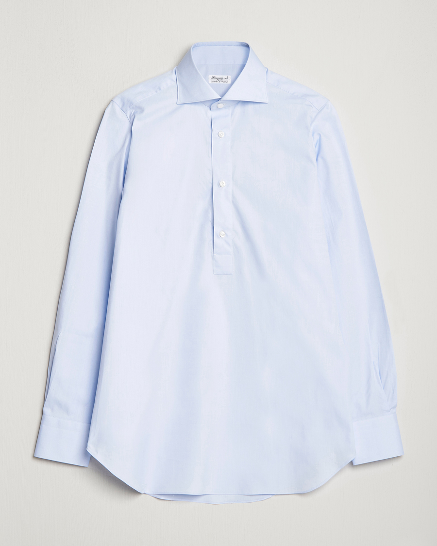 Men | Shirts | Finamore Napoli | Tokyo Slim Oxford Popover Shirt Light Blue