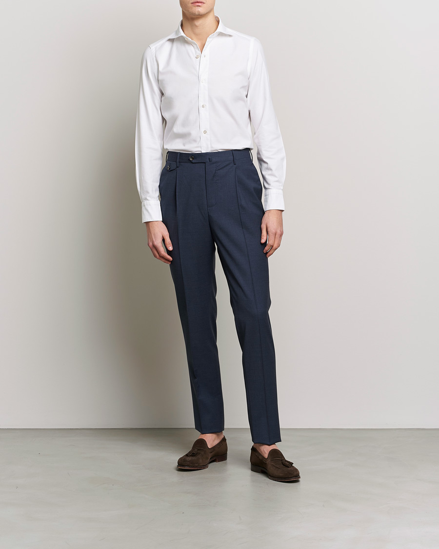 Men | Shirts | Finamore Napoli | Tokyo Slim Chambray Shirt White